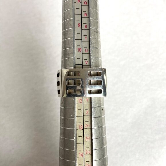 Sterling Silver 925 Square Chunky Geometric Cutout Unisex Band Ring Sz 11.5 - Picture 9 of 16